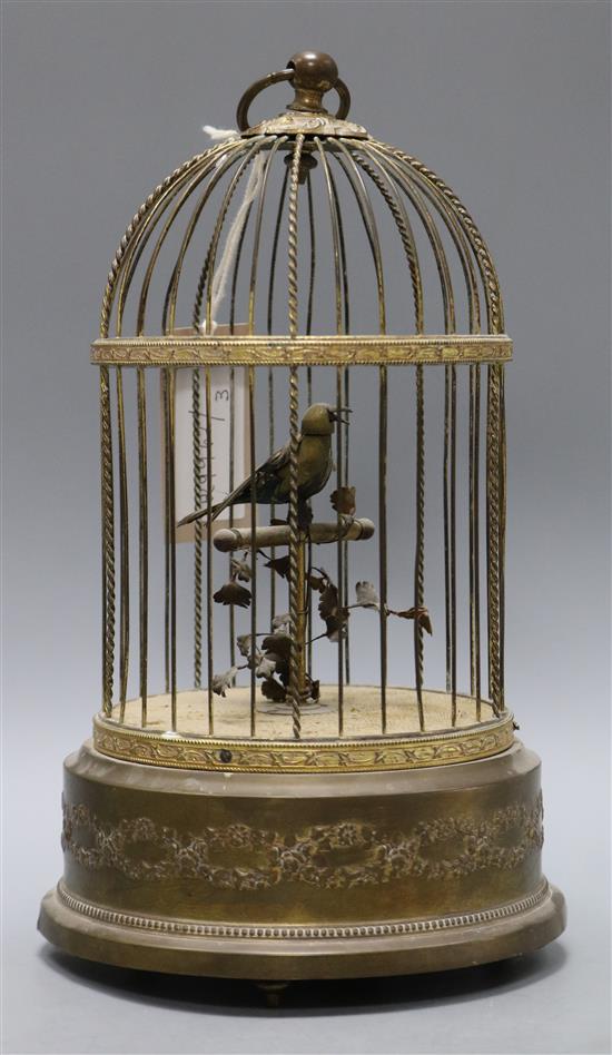 A brass bird cage musical automaton